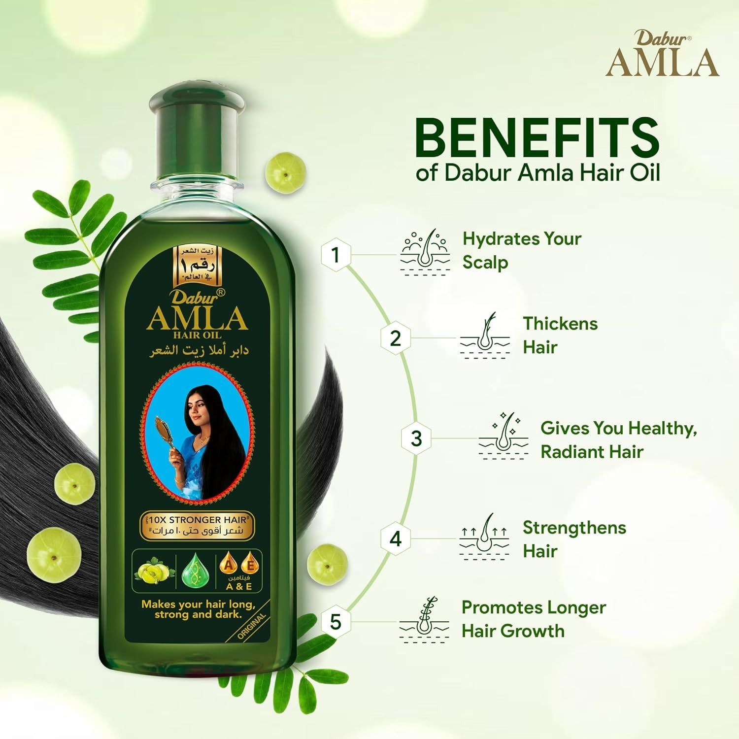 Dabur Amla Hair Oil 240ml  Natural care Enriched with Amla, Natural Oils & Vitamin C Nourishes Scalp Moisturizing and Strengthening Hair Treatment for Women and Men  For Long, Strong and Dark Hair