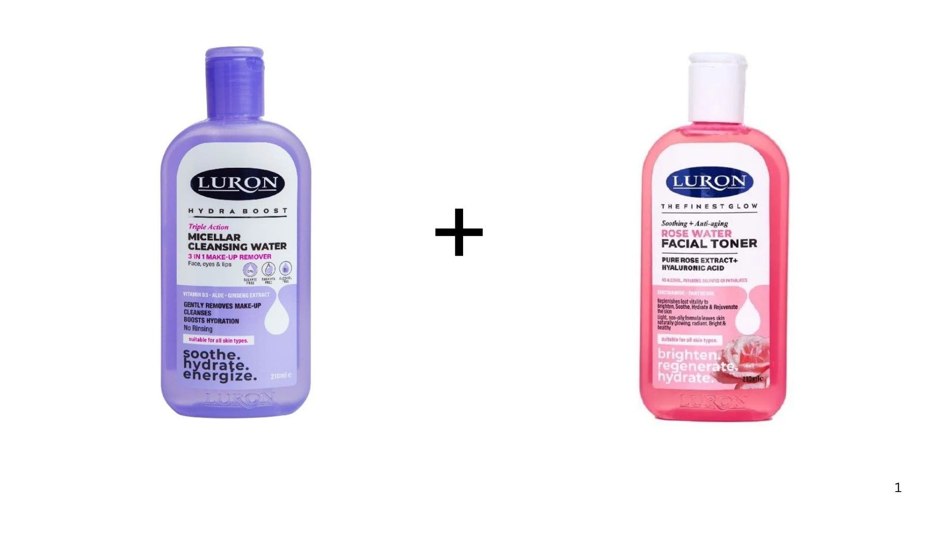 2 in 1 Facial Cleanser Luron Micellar Cleansing Water and Luron Rose Water  Soothing Anti Aging Rose Water Facial Toner,Luron Niacinamide Hydrating Facial Toner 210ml Alcohol-free Facial Toner