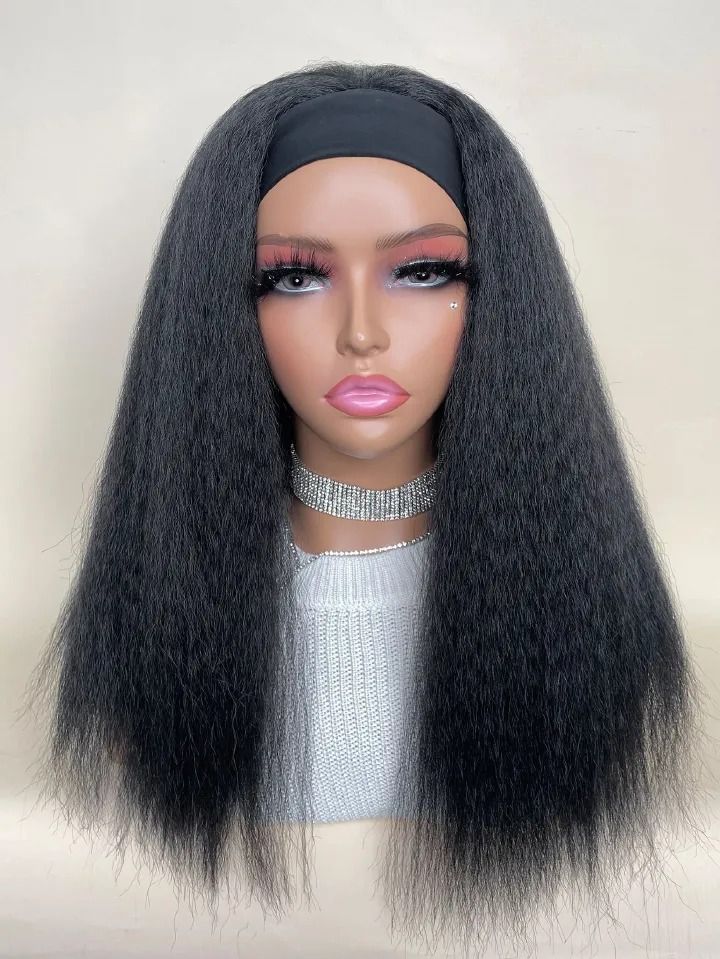 Soft Kinky semi human  straight headband wig