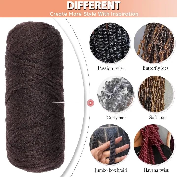 Brazilian Wool Hair 12 pcs  For Braid/Box Braids/Jumbo Braiding/Senegalese Twist/Faux Locs + Free Crochet