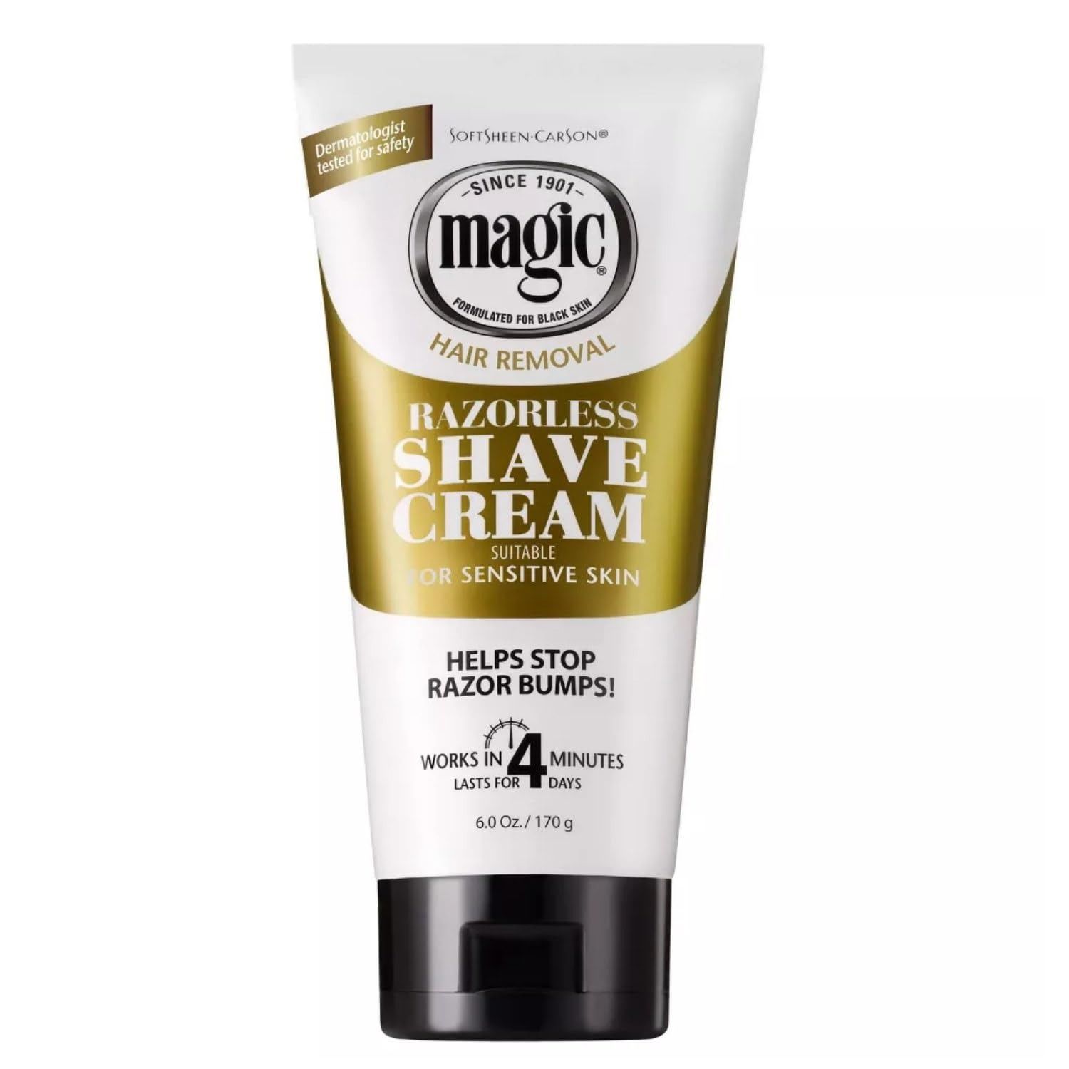 Magic Razorless Cream Shave, Bald Smooth Head Maintenance Sensitive Skin Depilatory Hair Removal Cream for Body Hair, Regular Strength, Works in 4 Minutes