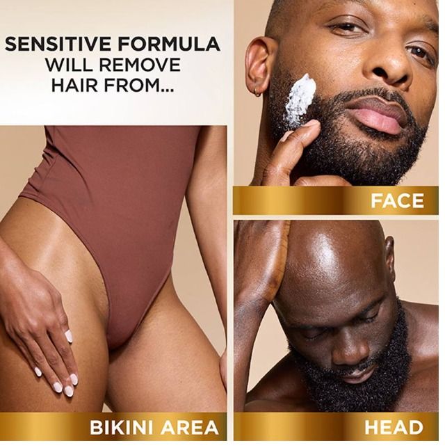 Magic Razorless Cream Shave, Bald Smooth Head Maintenance Sensitive Skin Depilatory Hair Removal Cream for Body Hair, Regular Strength, Works in 4 Minutes