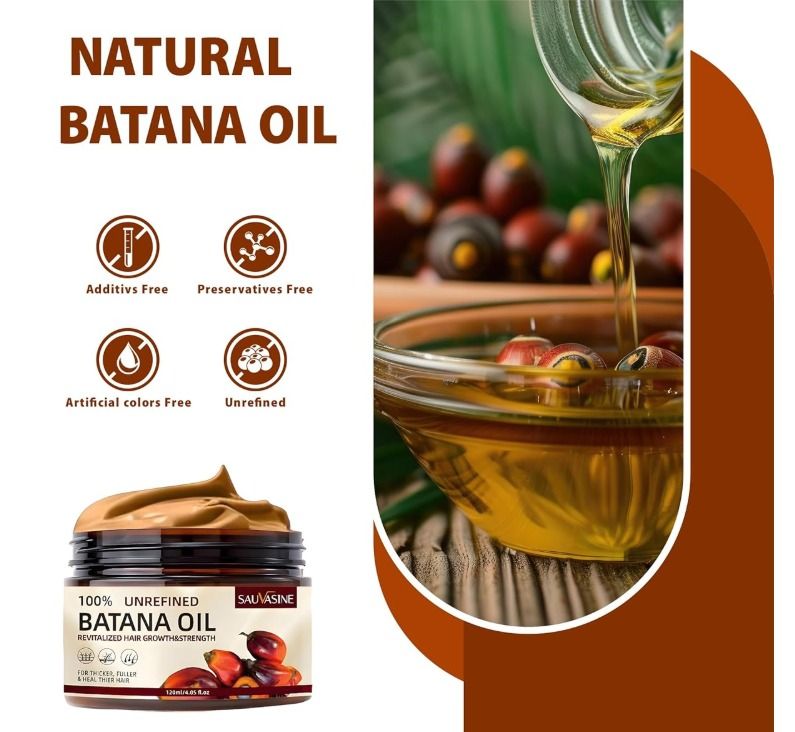 Batana Oil Hair Strengthening Hair Growth Pure Natural Organic Batana Oil Scalp Moisturizing African Fast Hair Growth Smooth Hair Care Oil Regrowth Treatment SAUVASINE