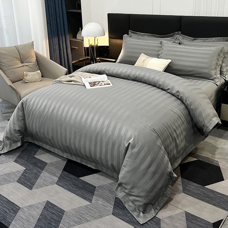 6pcs COTTON SATEEN DUVET COVER SET (6*7)
 Featuring a stunning duvet cover, a soft bedsheet, and four elegant pillowcases for ultimate comfort and style in your bedroom.