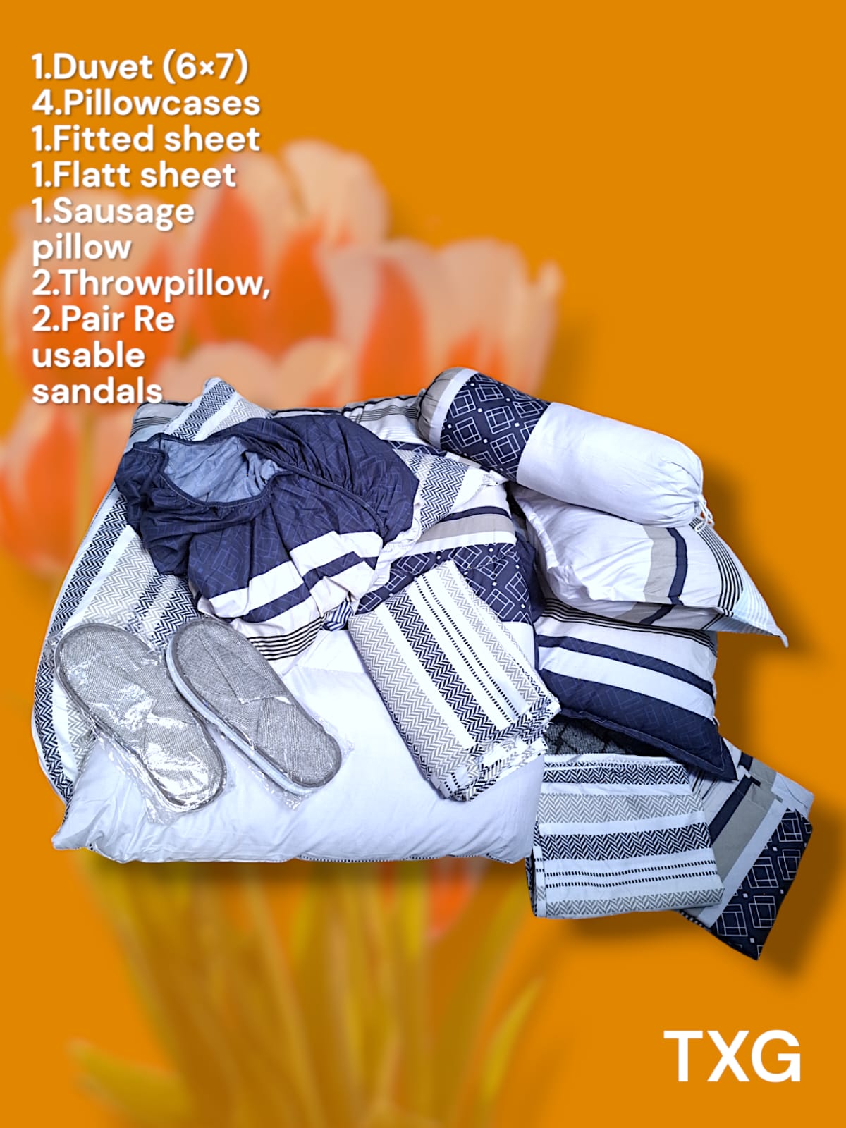 12PCS Luxurious Duvet, Elegant Sheets, Cozy Pillows & Stylish Reusable Sandals for Unmatched Comfort and Style!