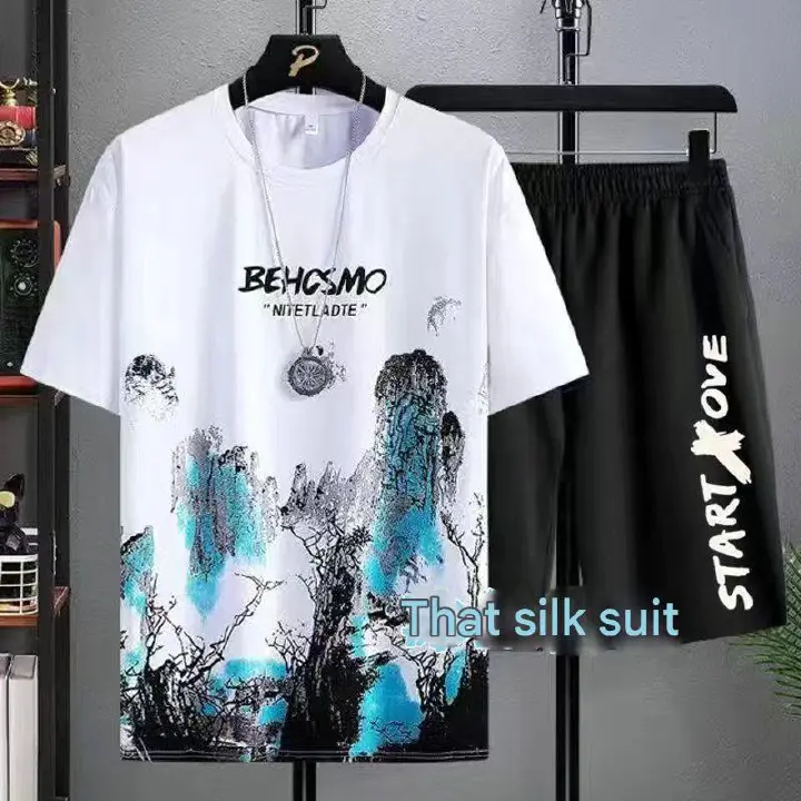 MEN'S CLOTHING Two-piece set 2 in 1 T-shirt shorts Men's T-shirts Sports suit Fashion Casual Wear