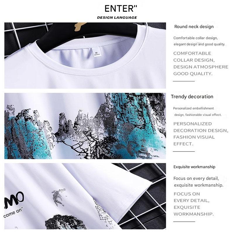 MEN'S CLOTHING Two-piece set 2 in 1 T-shirt shorts Men's T-shirts Sports suit Fashion Casual Wear