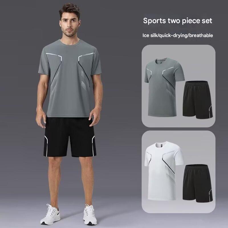 MEN'S CLOTHING Men 's Clothing Set 2 in 1 Short-sleeved T-shirt Sports shorts Breathable and dry Sports suit