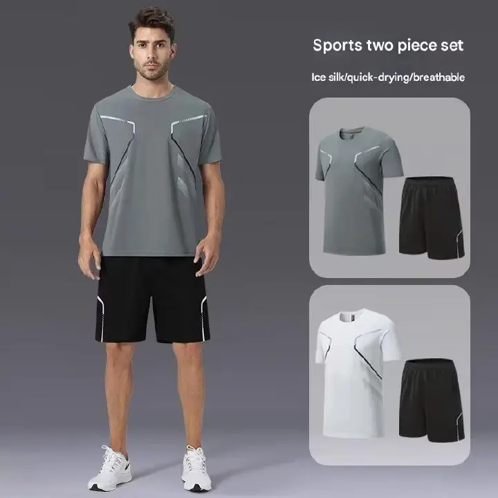 MEN'S CLOTHING Men 's Clothing Set 2 in 1 Short-sleeved T-shirt Sports shorts Breathable and dry Sports suit