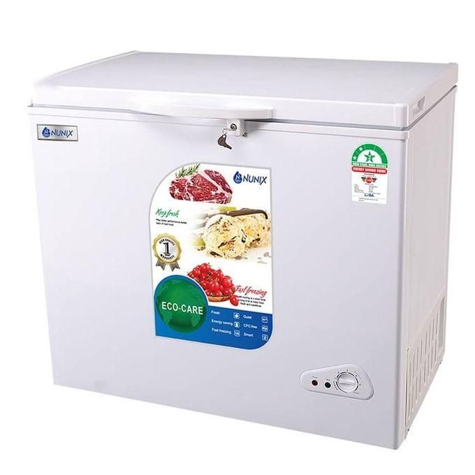 Nunix Chest Freezer 150Litres BD-150Q Reliable Quality With FREE Power Fridge Guard 1yr warranty - White Colour