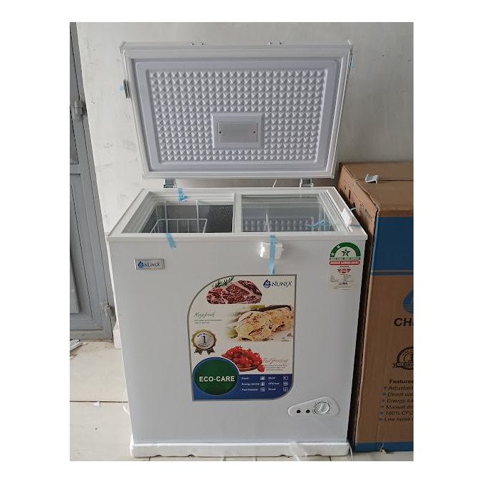 Nunix Chest Freezer 150Litres BD-150Q Reliable Quality With FREE Power Fridge Guard 1yr warranty - White Colour