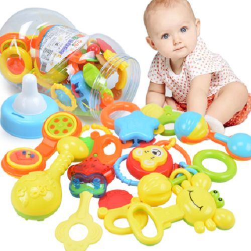 Rattle Teething Baby Toys With Bottle Storage For Newborn