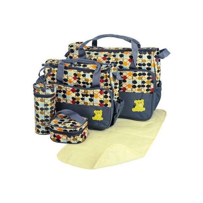 Bear Club Elegant New Design 5 In 1 Baby Diaper Bag- greysteppy