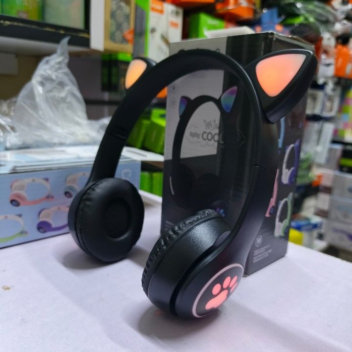 Cat Headphones, Cute flash light, Multicolor Girl Headphones, Pink, Black, Purple, Blue Head-mounted 5.0 Headset With Mic