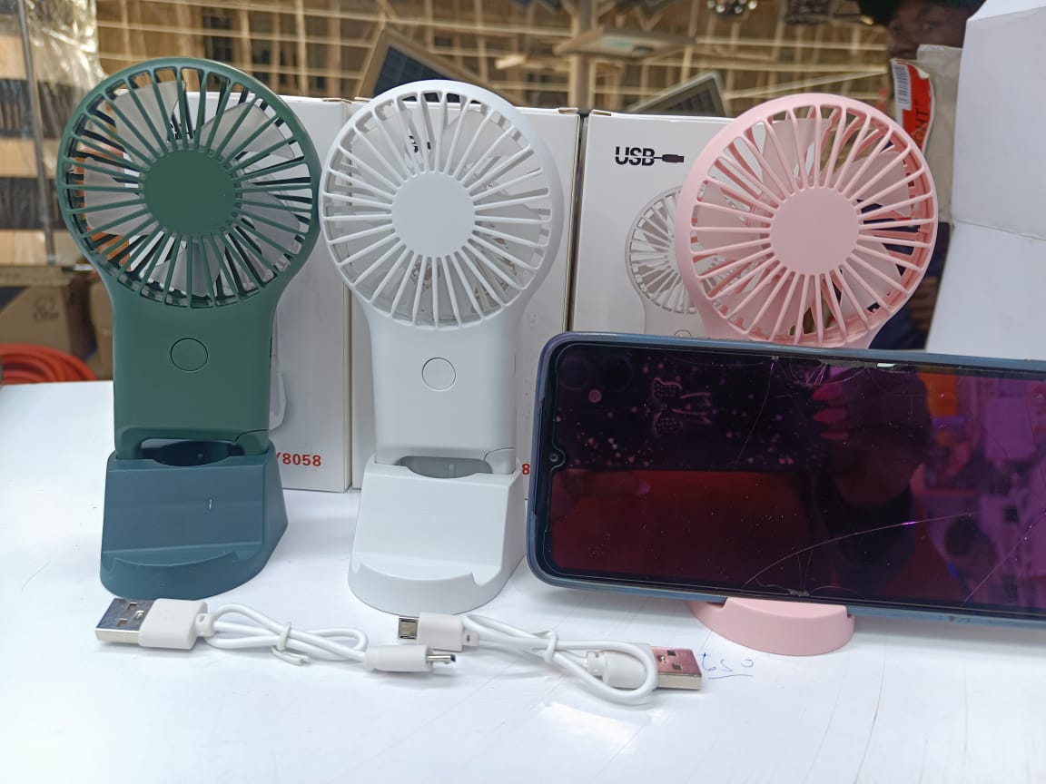 Handheld fan, USB rechargable with a phone stand, personal handfan with 3 speeds/modes