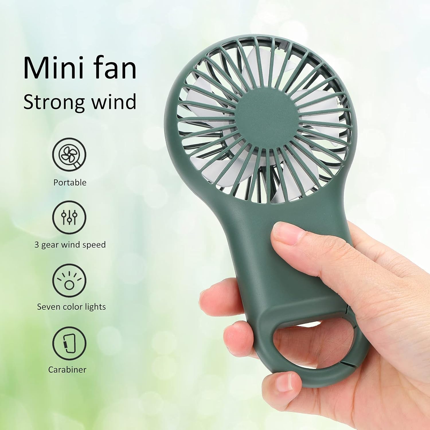 Handheld fan, USB rechargable with a phone stand, personal handfan with 3 speeds/modes