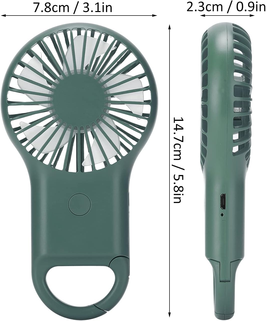 Handheld fan, USB rechargable with a phone stand, personal handfan with 3 speeds/modes