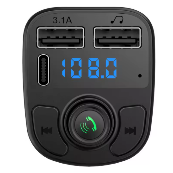 C1 Smart Bluetooth Car MP3 Player & Wireless FM Transmitter with two USB Charging port and one TYPE-C output port and TF Card Slot