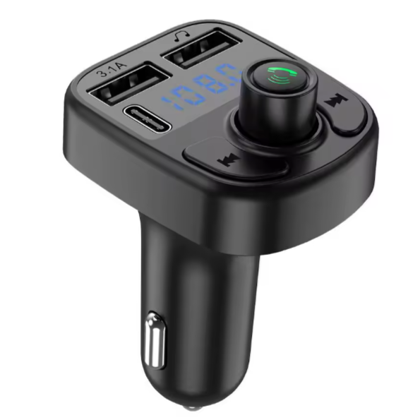 C1 Smart Bluetooth Car MP3 Player & Wireless FM Transmitter with two USB Charging port and one TYPE-C output port and TF Card Slot