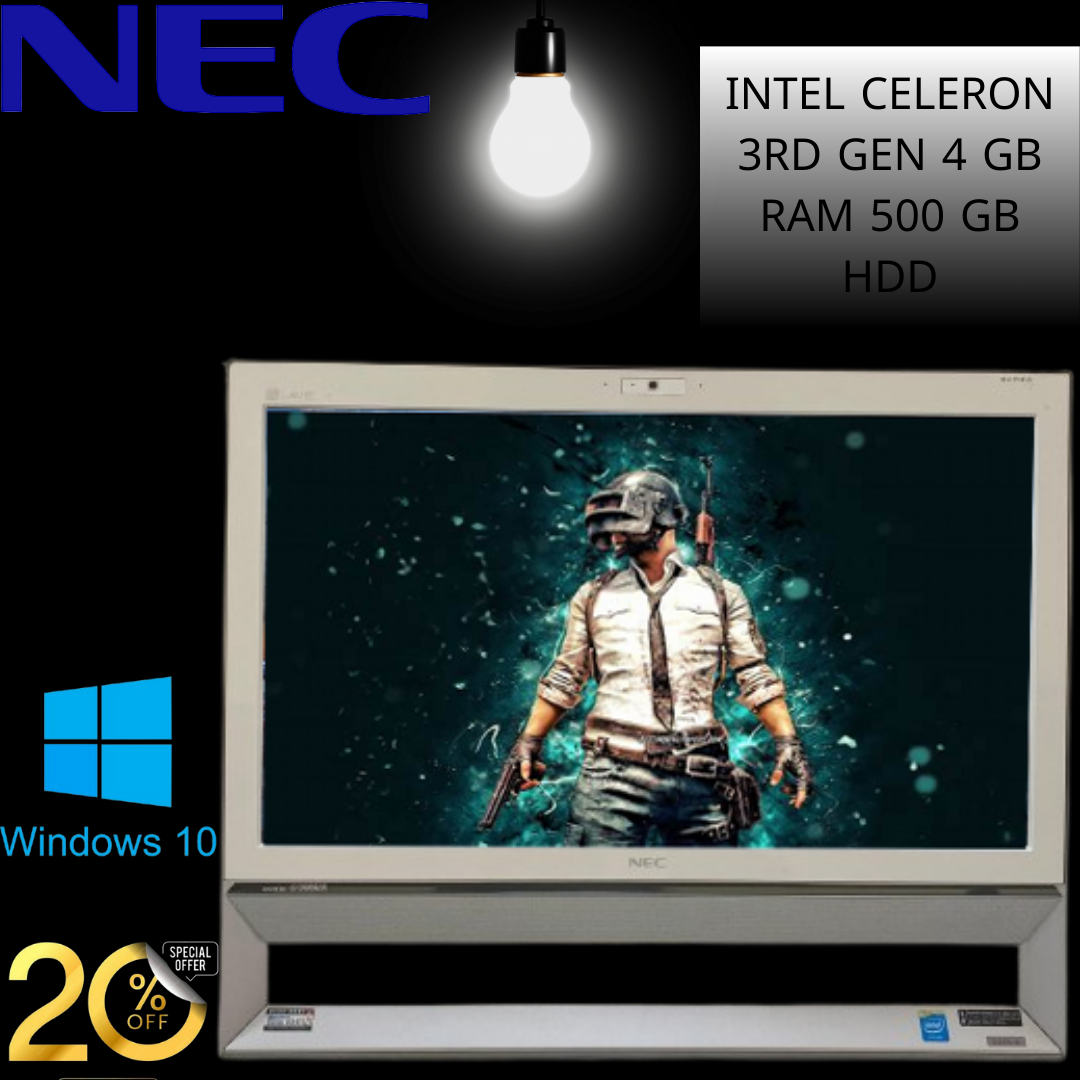 NEC All-in-One Desktop Refurbished - Intel Celeron, 4GB RAM, 500GB HDD, Windows 10 - Efficient Home & Office PC