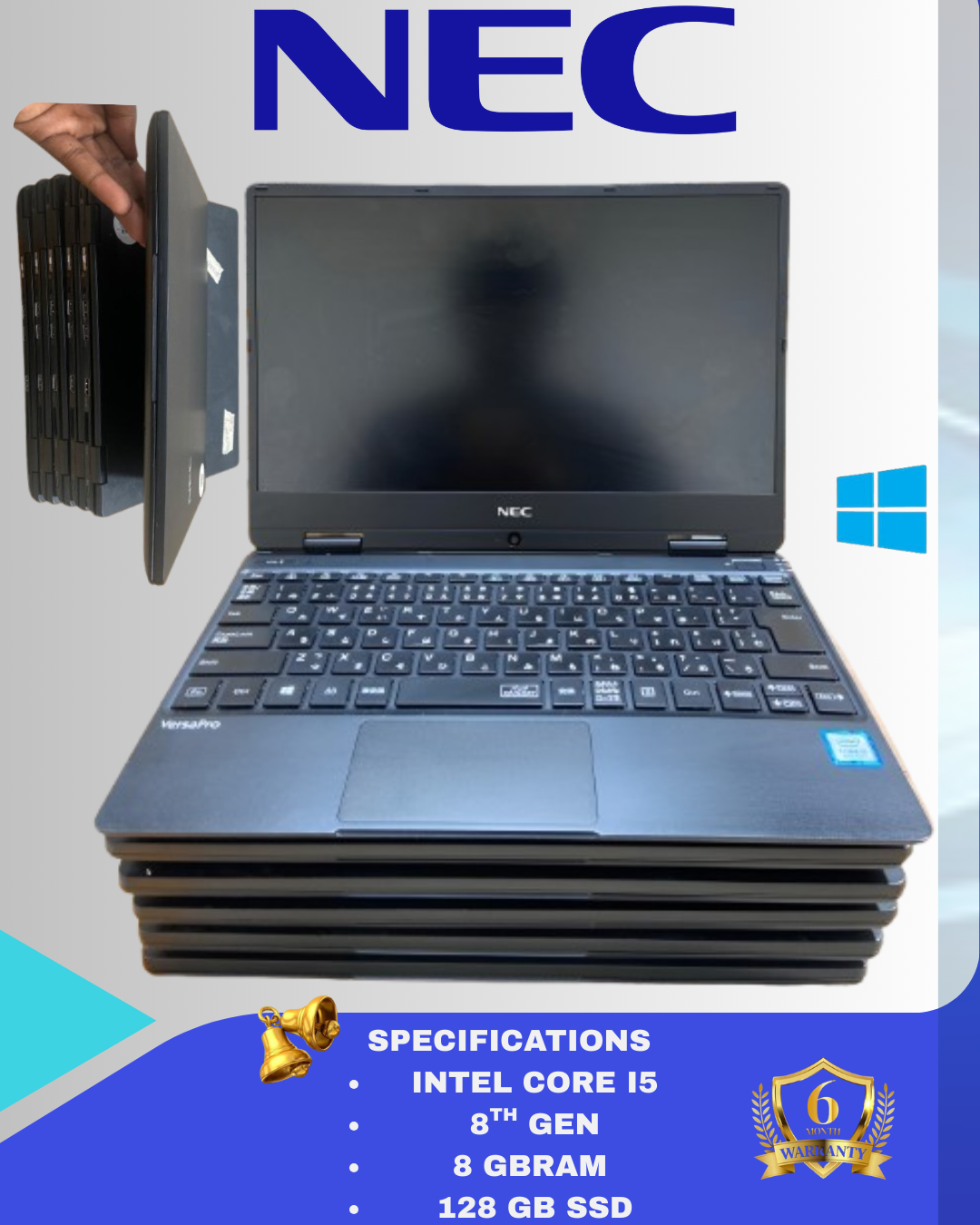 REFURBISHED; NEC VKT13HZG5 - Intel Core i5 8th Gen, 8GB RAM, 128GB SSD - Compact Business Laptop