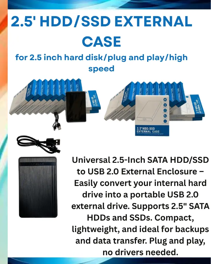 "Universal ultraslim 2.5-Inch SATA HDD/SSD to USB 2.0 External Hard Drive Enclosure Case