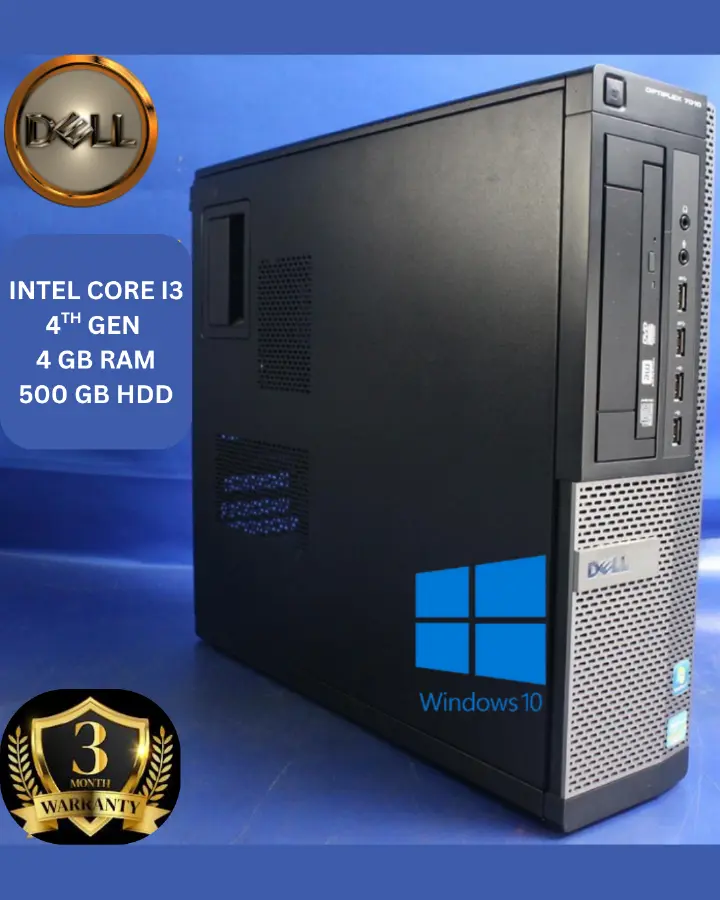 REFURBISHED; "DELL Desktop PC, Core i3 4th Gen, 4GB RAM, 500GB HDD, Windows 10 – Compact & Reliable"