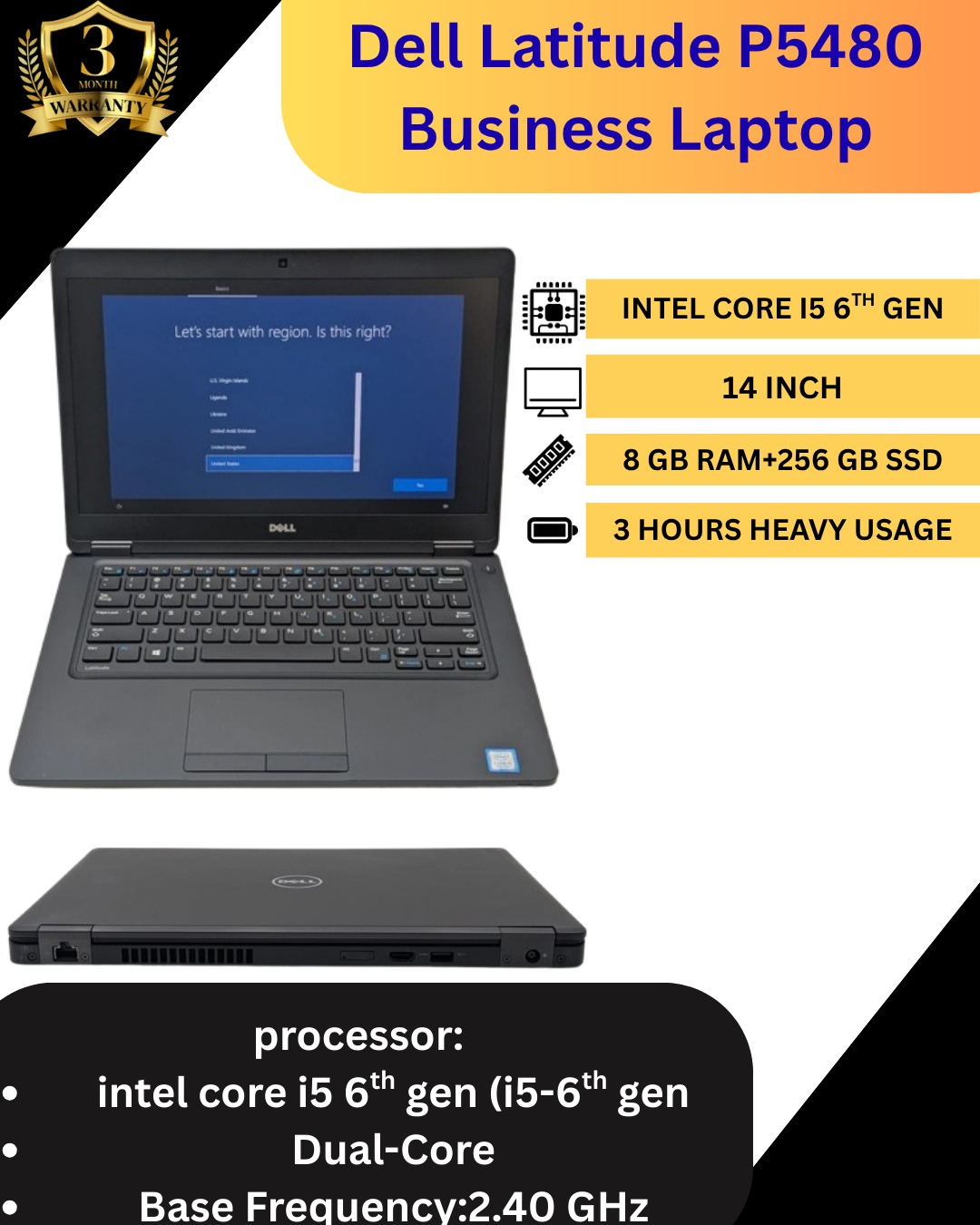 Refurbished Dell Latitude 5480 – 14" HD Business Laptop | 6th Gen Intel Core i5, 8GB DDR4 RAM, 256GB SSD, Windows 10 Pro, Durable & Reliable Performance