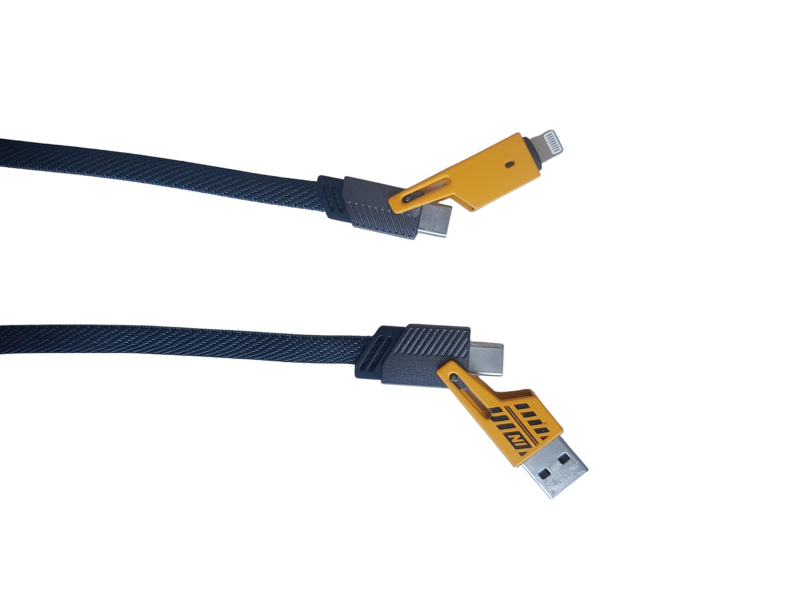 4 In 1 Flat Braided Cable Type C IPhone 65W Multi Port PD Fast Charging Cable