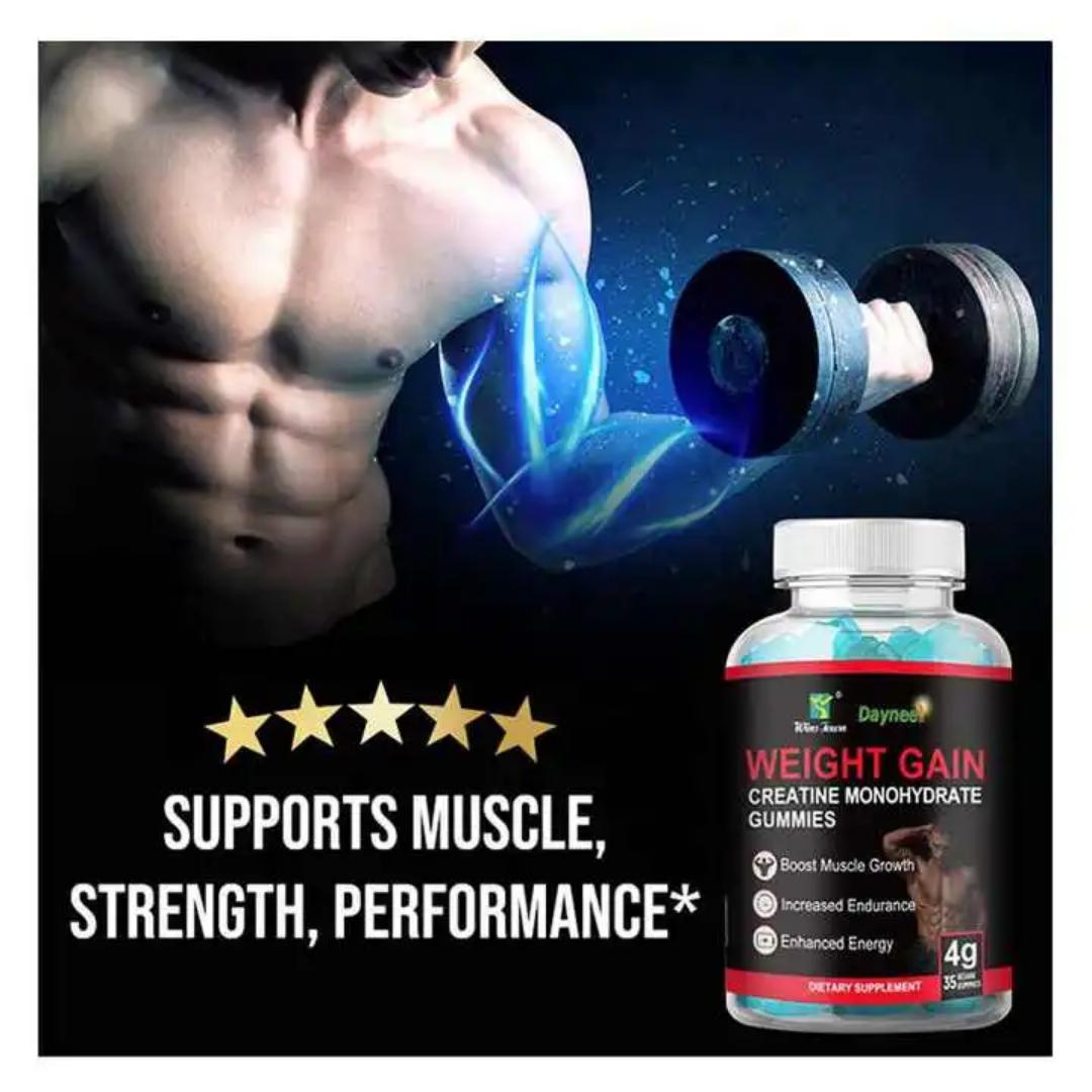 Daynee WEIGHT GAIN GUMMIES With Creatine Monohydrate Dietary Supplement Gummies For Boosting Muscle Growth, Increased Endurance and Enhanced Energy
