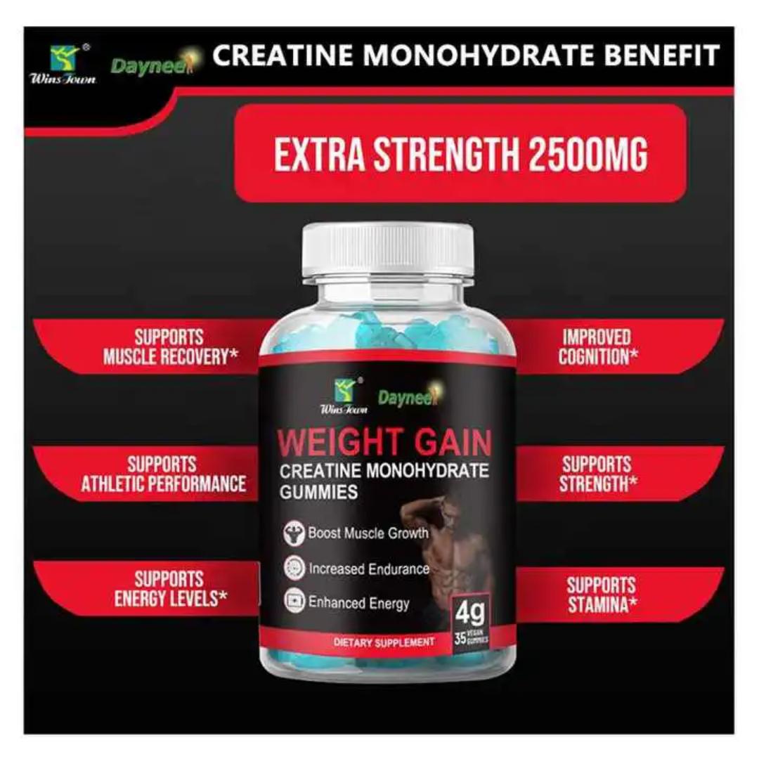 Daynee WEIGHT GAIN GUMMIES With Creatine Monohydrate Dietary Supplement Gummies For Boosting Muscle Growth, Increased Endurance and Enhanced Energy