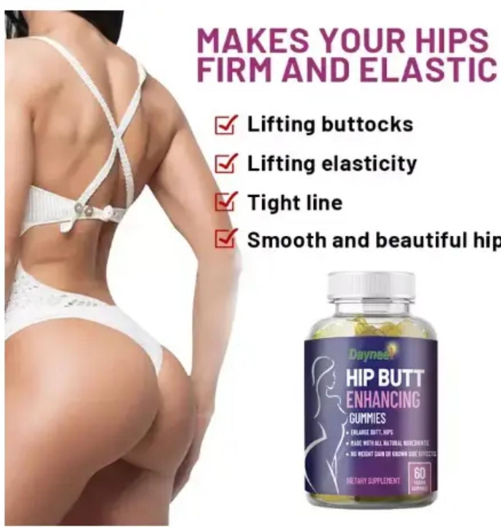 Daynee Hip and Butt Enhancing Gummies For Enlarging Butt, Hips. Made with All Natural Ingredients and No Weight Gain or Known Side Effects- 60 chewable dietary supplement gummies