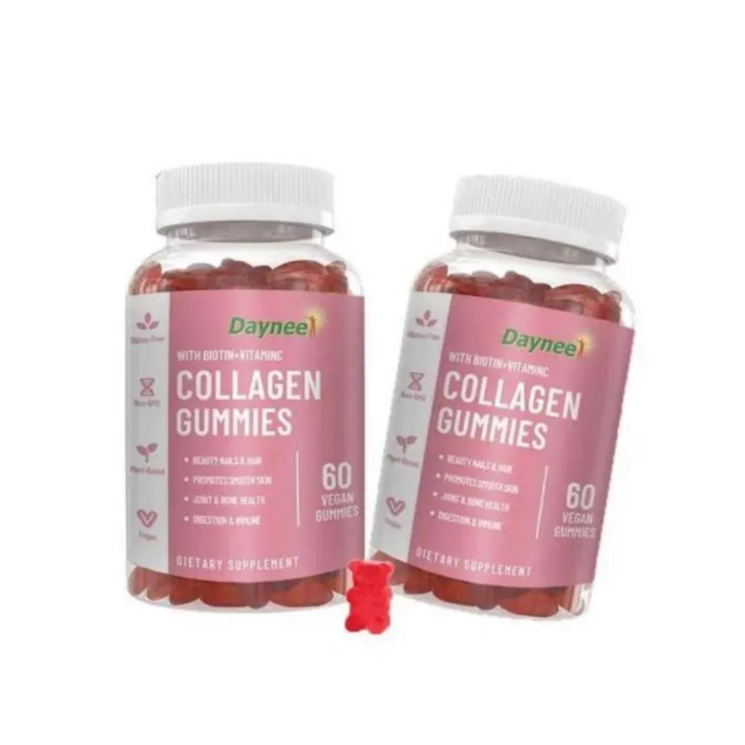 ORIGINAL Daynee COLLAGEN GUMMIES(with Biotin &Vitamin C) Promotes Smooth Skin, Improves Hair strength, Nail Growth and Maintains Healthy Looking Skin- Natural 60 Chewable Dietary Spplements