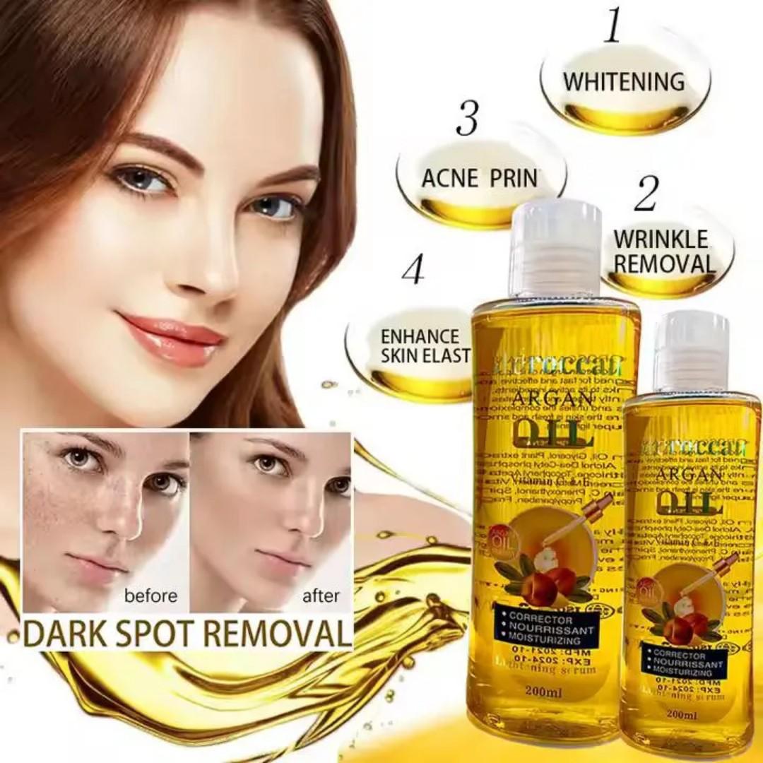 Moroccan Argan Oil Lightening Oil Pigmentation Sunburn Acne Scars Light Complexion 100% natural 200ml