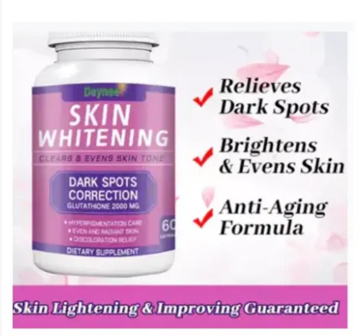 Skin Whitening Tablets Clears & Evens Skin Tone Dark Spot Correction with Glutathione 2000MG For Hyperpigmentation Care, Even & Radiant Skin and Discoloration Relief Dietary Supplement- 60 capsules