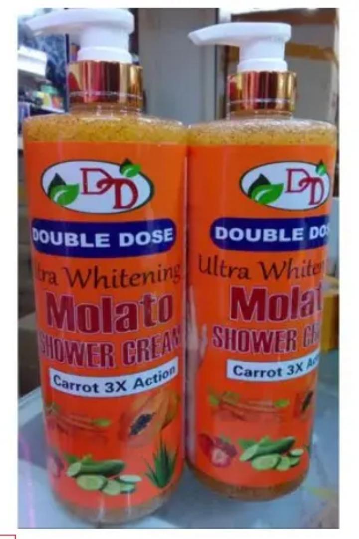 Double Dose Ultra Whitening Molato Shower Cream. Enriched with powerful ingredients, it fades dark spots and hyperpigmentation while nourishing and hydrating skin. Fast-acting formula in just 5 Days.