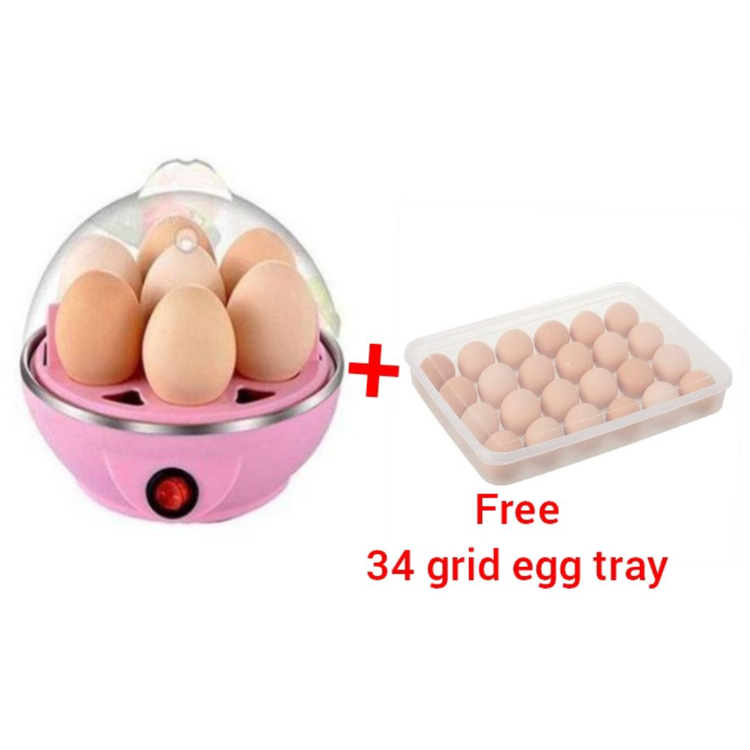 Egg Boiler 7Eggs Electric Egg Steamer And Poacher. + free 34 grid egg tray