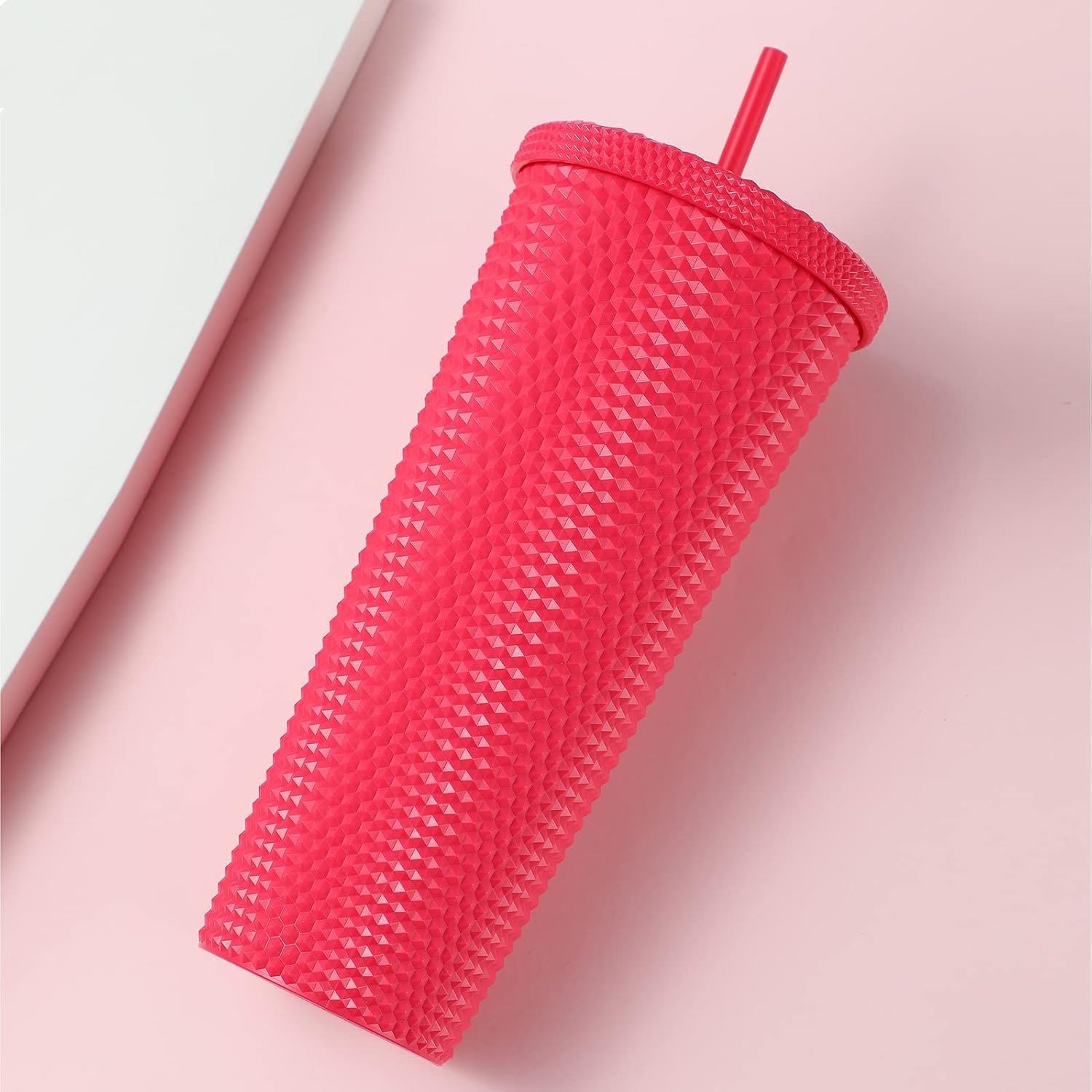 1000ml Plastic tumbler ,Large Capacity Water Cup Fully Studded Matte Tumbler Reusable Plastic Cup with Wide Opening Leak-Proof Lid Straw