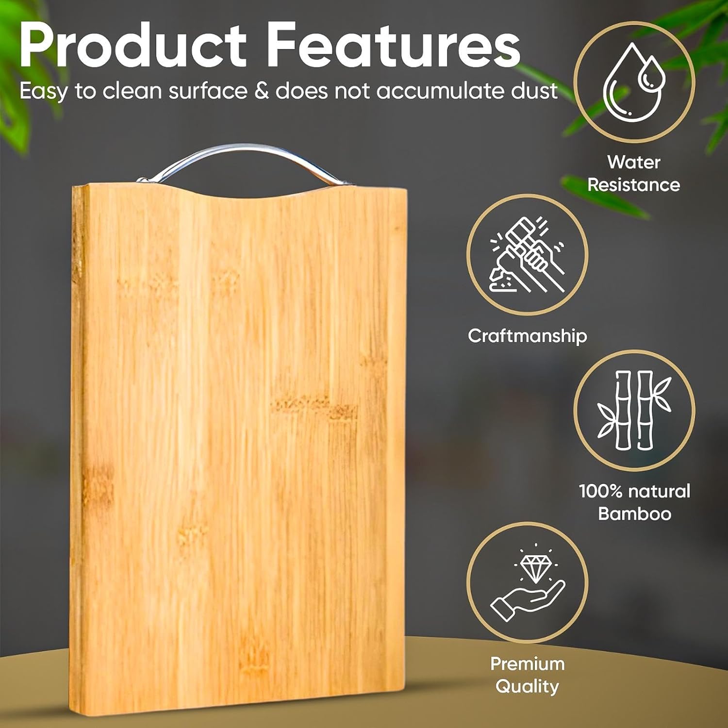 Bamboo Chopping Board Heavy Bamboo Chopping Board for Kitchen, Durable Wooden Cutting Board for Chopping Vegetables Meat, Slicing Board.