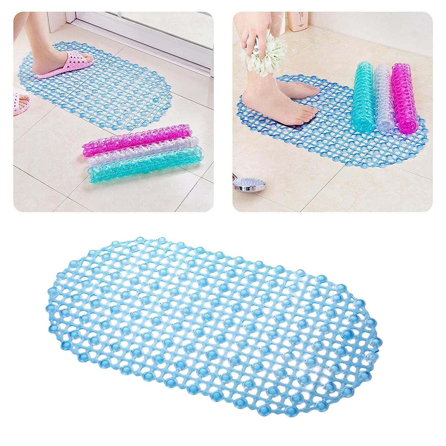 1pc  Generic Anti Slip/Non Slip/Antislip Bathroom Mat With Foot Scrubber/Massager Quick Drainage: The shower floor mat constructed with drainage holes which accelerate the water and air circulation