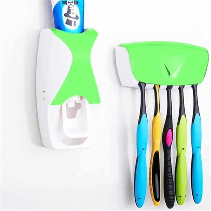 Automatic Toothpaste Dispenser Wall Mount Bathroom Accessories Toothpaste Squeezer Toothbrush Holder Toothpaste Storage
