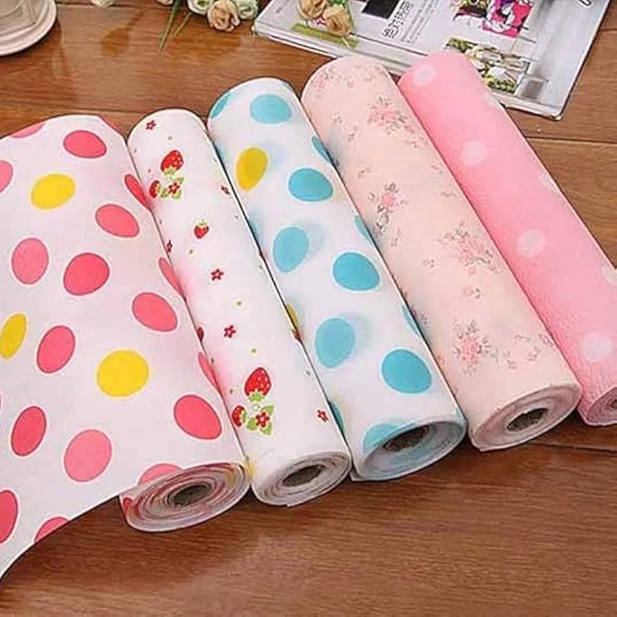 Non-Adhesive Kitchen Shelf Liner Paper Beautiful Dot Pattern Drawer Storage Liner for Drawer Table Kitchen Cabinets Pantry (1 roll )
