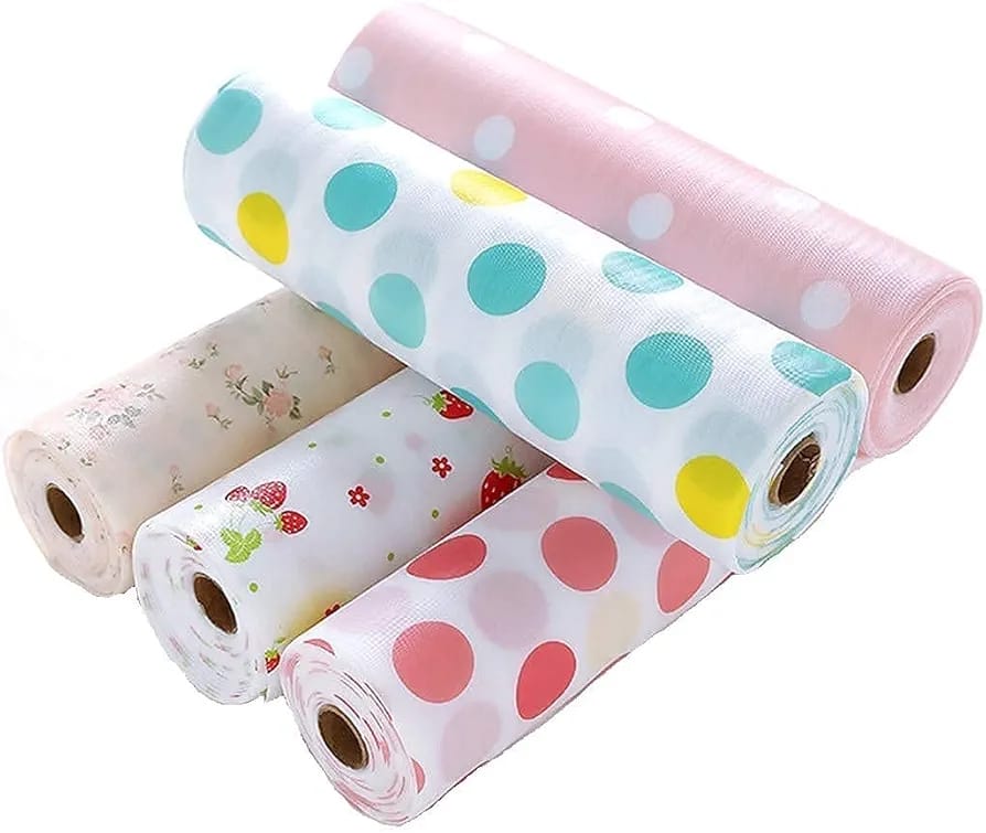 Non-Adhesive Kitchen Shelf Liner Paper Beautiful Dot Pattern Drawer Storage Liner for Drawer Table Kitchen Cabinets Pantry (1 roll )