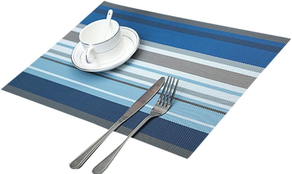 6pc Pvc Tablemats Stripped  Dining Table Kitchen Placemats, 40x30cm, Multicolour Striped Table mat