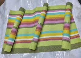 6pc Pvc Tablemats Stripped  Dining Table Kitchen Placemats, 40x30cm, Multicolour Striped Table mat