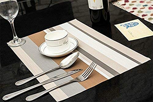 6pc Pvc Tablemats Stripped  Dining Table Kitchen Placemats, 40x30cm, Multicolour Striped Table mat