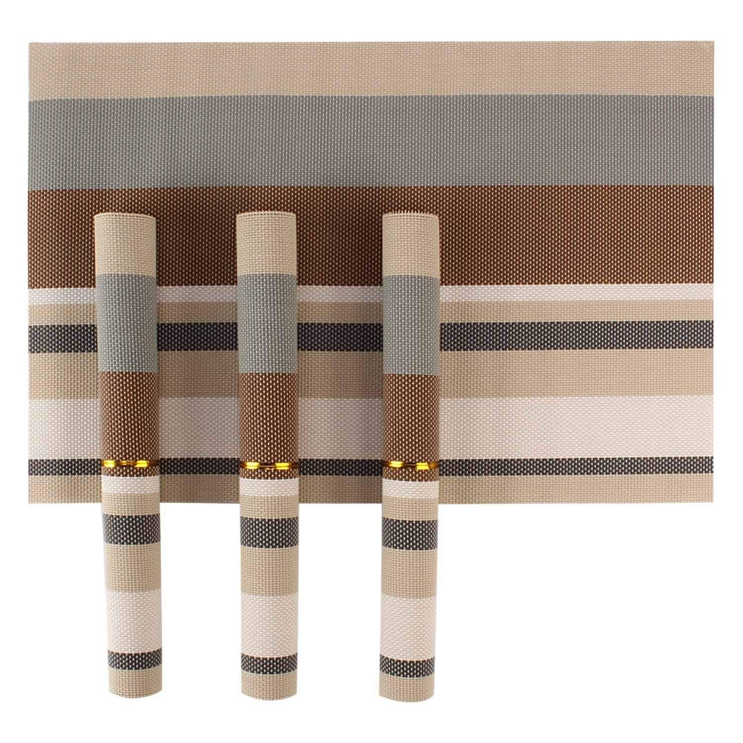 6pc Pvc Tablemats Stripped  Dining Table Kitchen Placemats, 40x30cm, Multicolour Striped Table mat