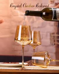 1pc Colored Wine Glasses Modern Amber Wine Glasses With Tall Long Stem and Flat Bottom,Perfect Amber Wine Stemware for Home Deco,Party