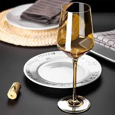 1pc Colored Wine Glasses Modern Amber Wine Glasses With Tall Long Stem and Flat Bottom,Perfect Amber Wine Stemware for Home Deco,Party
