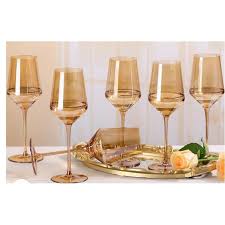1pc Colored Wine Glasses Modern Amber Wine Glasses With Tall Long Stem and Flat Bottom,Perfect Amber Wine Stemware for Home Deco,Party